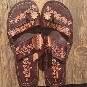 Elegant Floral Brown Sandals